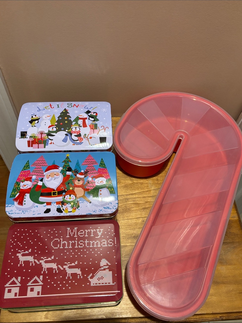 Bundle of Christmas Tins & Candy Cane Container